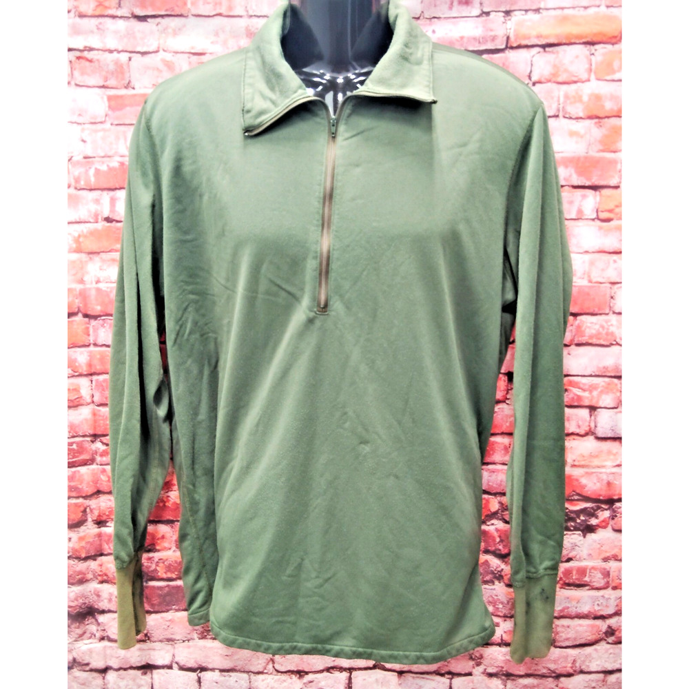 Men's Shirt Green Solid Military Sleeping Shirt Regular Fit Quarter Zip Pullover
